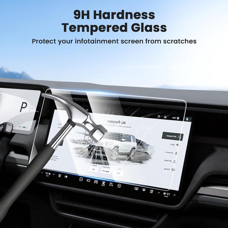 Canvcle 3PCS Screen Protector for 2022-2026 Rivian R1T/R1S, 15.6'' Navigation, 12.3'' Digital, 6.5'' Rear Console Touch Screen Protector Tempered Glass Navigation Display Screen Cover Protective Film - Image 4